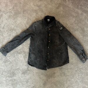 Black Denim Wash Zumba Button down